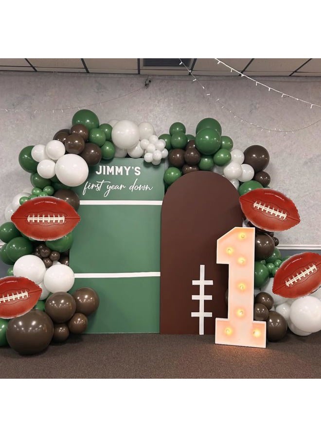 DBKL Football Balloon Garland Arch Kit, 141Pcs Sage Green Brown White Balloons with Football Foil Balloon for Touch Down Rugby Birthday Sport Theme Party Decorations - Image 5