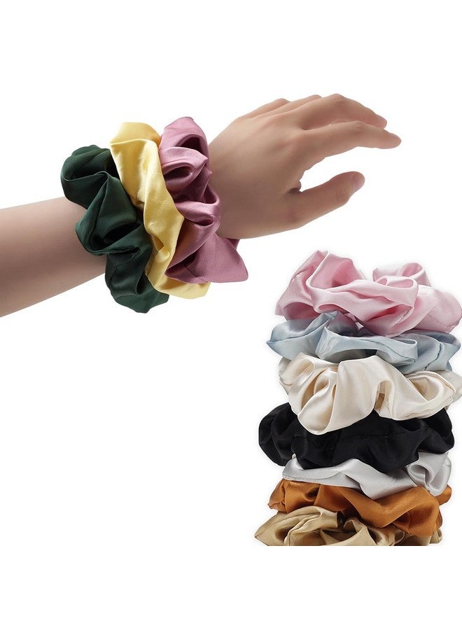 FLYNGO FLYNGO Satin Scrunchies for Women/Girls, 5 Pcs Anti-Hair-Breakage Hair Band, Hair Ties, Ponytail Holder Scrunchies Set For Girls, Best Gift for Sister, Friend, Mom (5pc Satin)  - Image 5