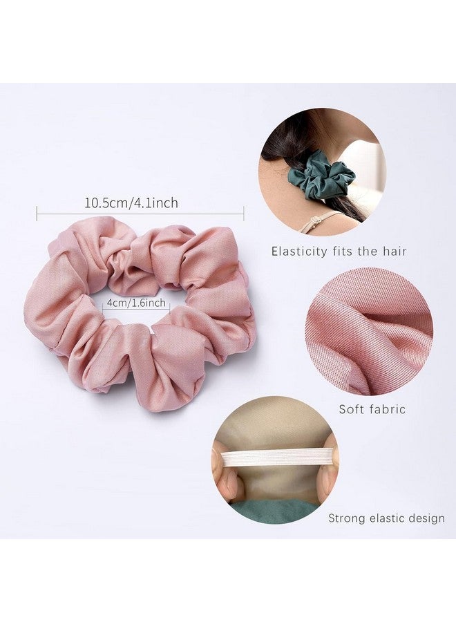 FLYNGO FLYNGO Satin Scrunchies for Women/Girls, 5 Pcs Anti-Hair-Breakage Hair Band, Hair Ties, Ponytail Holder Scrunchies Set For Girls, Best Gift for Sister, Friend, Mom (5pc Satin)  - Image 2