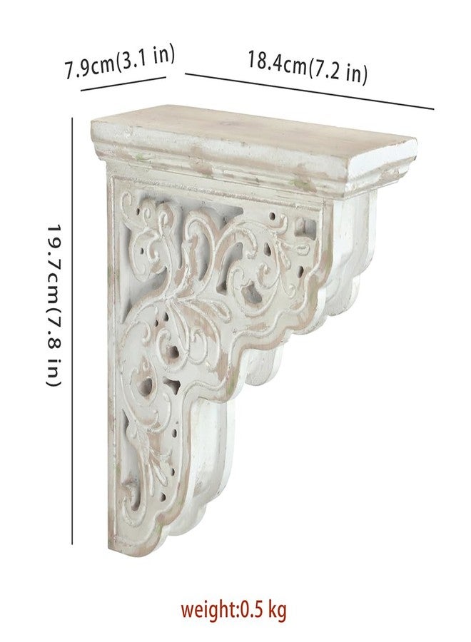 All Chic Set of 2 Corbels for Shelves Wood Corbels Decorative Shelf Brackets Farmhouse Decor Wooden Vintage Shelf White Floating Wall Shelf Long - Image 2