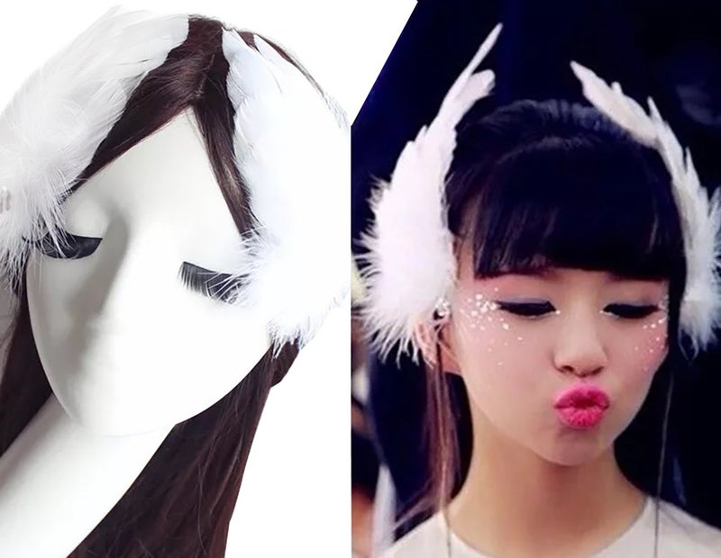 2PCS Girls Heartshaped Feather Hair Clip Headpiece Party Hairpins Hair Barrettes Hair Accessory Bridal Wedding Feather Fascinator White