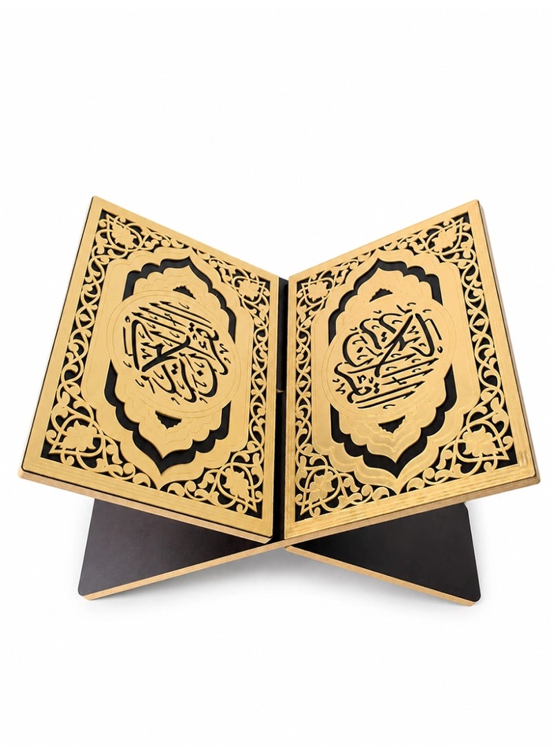 Slema Foldable Wooden Book Stand Quran Bible Book Holder Muslim Reading Bookshelf Magazine Cookbook Display Holder for Display Reading Prayer Chapel - Image 1
