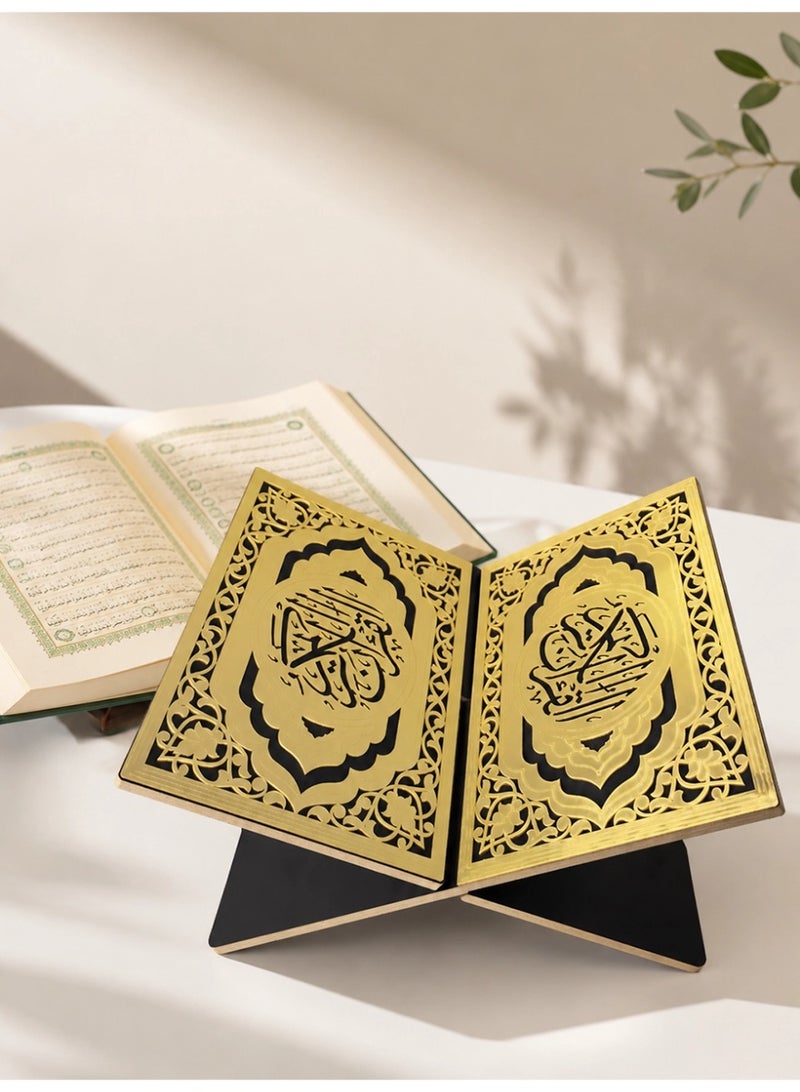 Slema Foldable Wooden Book Stand Quran Bible Book Holder Muslim Reading Bookshelf Magazine Cookbook Display Holder for Display Reading Prayer Chapel - Image 4
