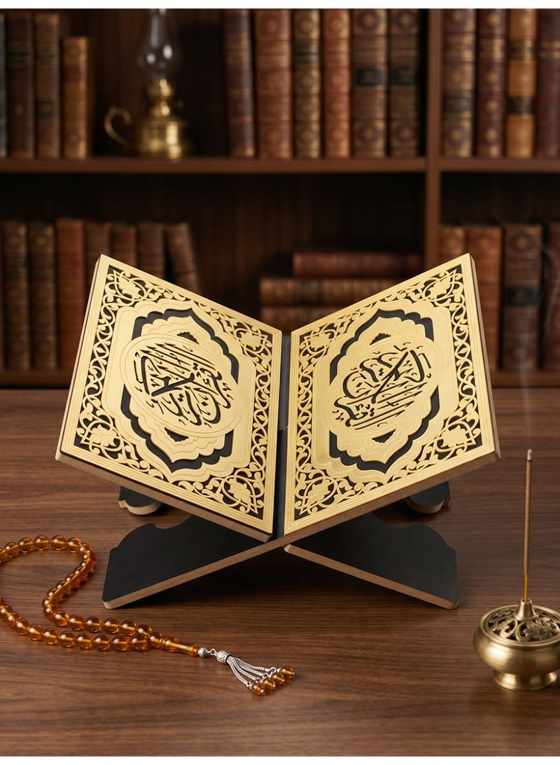 Slema Foldable Wooden Book Stand Quran Bible Book Holder Muslim Reading Bookshelf Magazine Cookbook Display Holder for Display Reading Prayer Chapel - Image 3