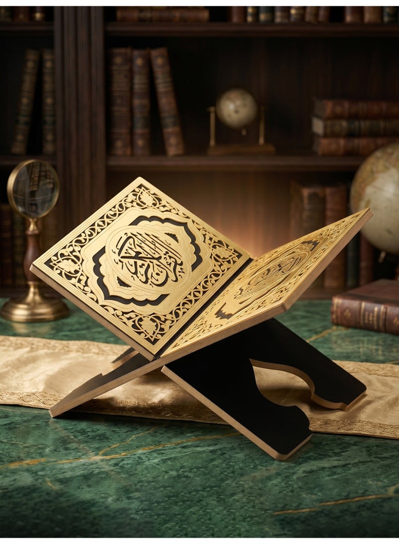 Slema Foldable Wooden Book Stand Quran Bible Book Holder Muslim Reading Bookshelf Magazine Cookbook Display Holder for Display Reading Prayer Chapel - Image 2