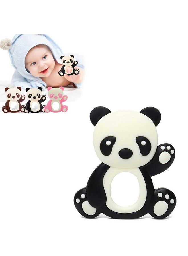 iSweven Teethers For Babies ; Bpa Free Silicone Soft Baby Toys ; Panda Shaped Baby Gum Molar Chew Toy Releive Long Tooth Pain ; Toodle Teething Pacifier (3 12 Months Black) - Image 2