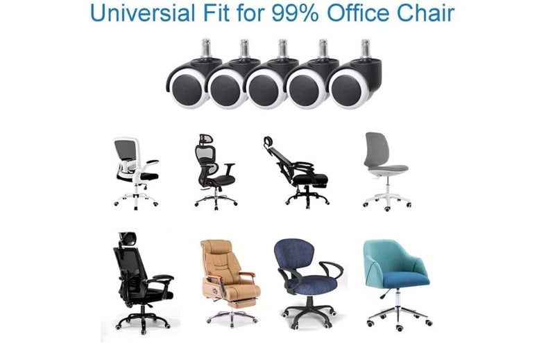 Breewell Chair Twin Castor Wheels Threaded Set of 5 pcs for revolving Chairs and Other revolving Products 100 Nylon ABS Material Assurance Black - Image 5