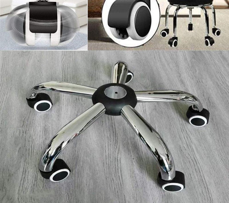 Breewell Chair Twin Castor Wheels Threaded Set of 5 pcs for revolving Chairs and Other revolving Products 100 Nylon ABS Material Assurance Black - Image 2
