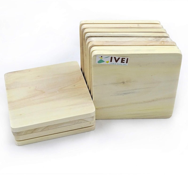 IVEI أكواب خشبية مربعة عادية للحرف اليدوية (3.25 بوصة × 3.25 بوصة) - مجموعة من 12 - Image 1