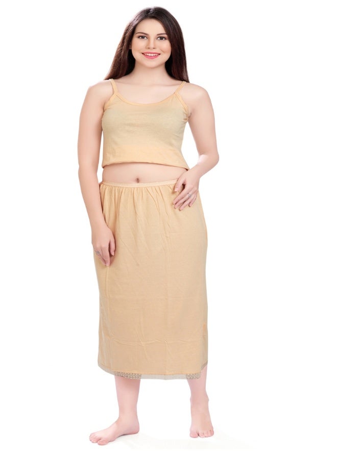 mybody MyBody Maxi Inskirt Pack1 Skin Cotton Underskirt for Women | Breathable Inner Skirt for Abaya, Gown & Maxi Dress | Comfortable Modest Wear with Elastic Waistband | Sizes S to 3XL | Soft Daily Innerwear Layer  - Image 1