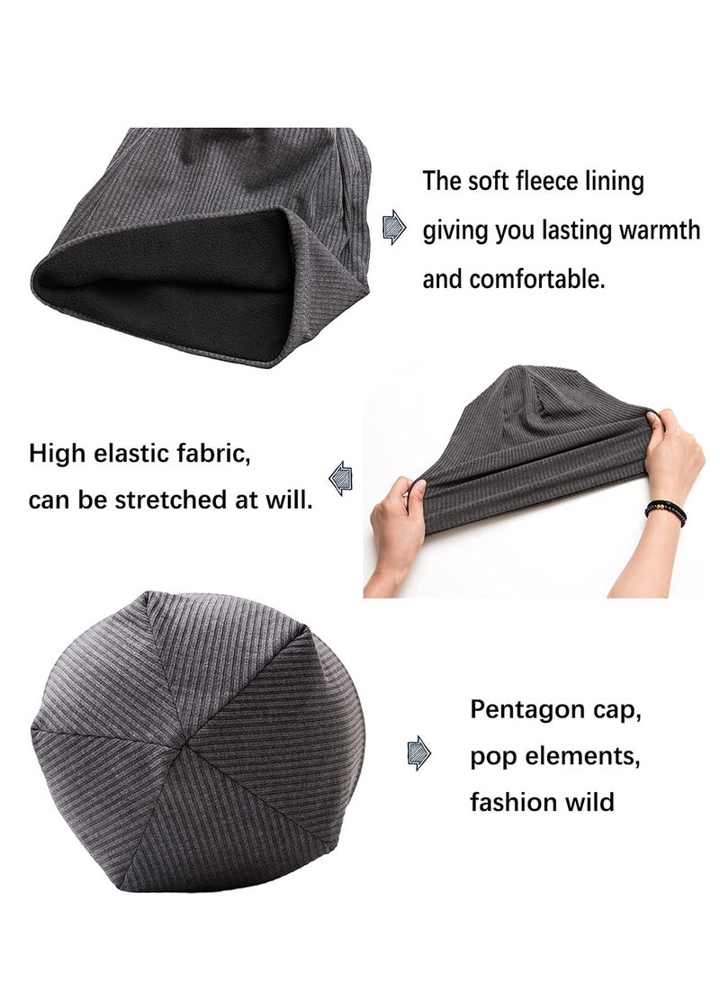 Beanie Hat,Knit Cap for Women Men Unisex Fashion Slouchy Hats Stretchy Lightweight Fall/Winter Grey - Image 4
