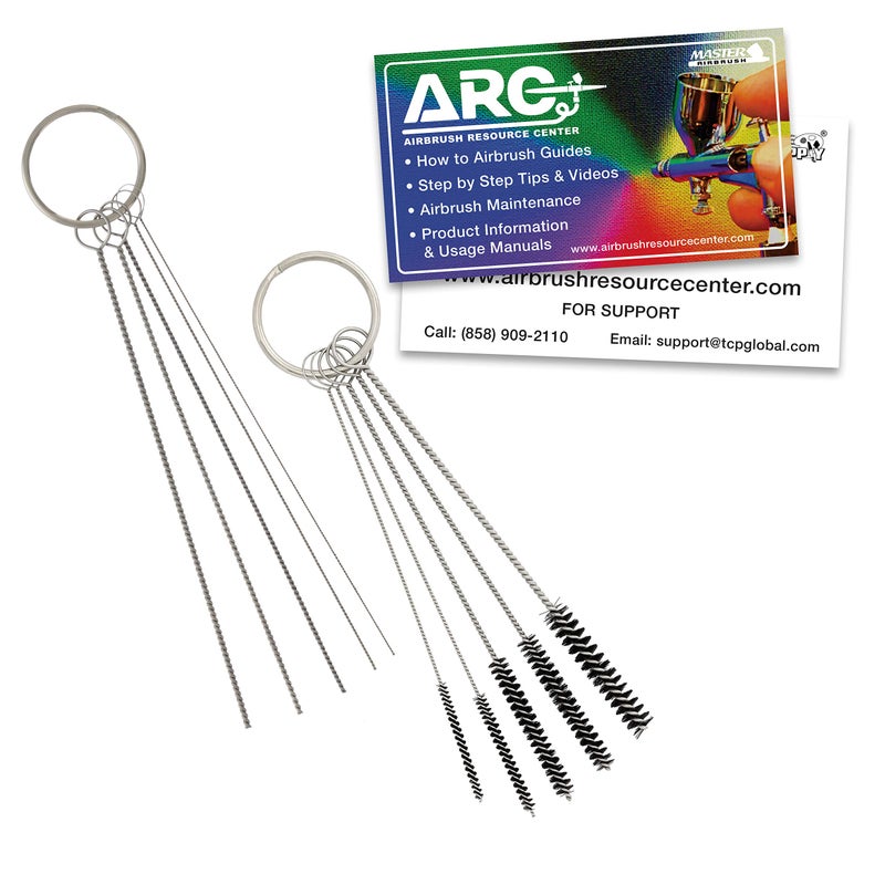 Master Airbrush 11Pc Mini Cleaning Brush Set Kit with 5 Brushes, 5 Cleaning Pokers & Our FREE How-To Booklet - Image 1