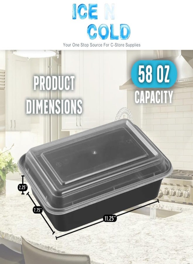 ICE N COLD Reusable To-Go Food Meal Prep Storage Containers with Leak Proof Snap Lids 58oz | 1715ml | 10-Pack - Image 5
