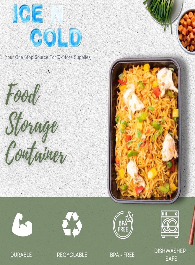 ICE N COLD Reusable To-Go Food Meal Prep Storage Containers with Leak Proof Snap Lids 58oz | 1715ml | 10-Pack - Image 2