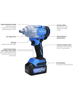 Gazelle Gazelle GC2036 20V 1/2 In. Cordless Torque Wrench, 698Nm, 3-Speed, 3-Speed, with 2 x 5.0Ah Li-Ion Batteries 1 year warranty  - Image 2
