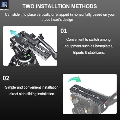 INNOREL 2 Pieces QV160 Sliding Quick Release Plate Compatible with Manfrotto 501PL Series Video Fluid Head,Camera Mounting Plate with 1/4" and 3/8" Screws, 50mm Width - Image 5