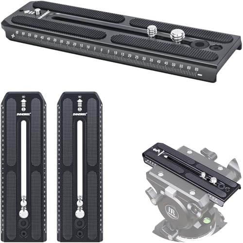 INNOREL 2 Pieces QV160 Sliding Quick Release Plate Compatible with Manfrotto 501PL Series Video Fluid Head,Camera Mounting Plate with 1/4" and 3/8" Screws, 50mm Width - Image 1