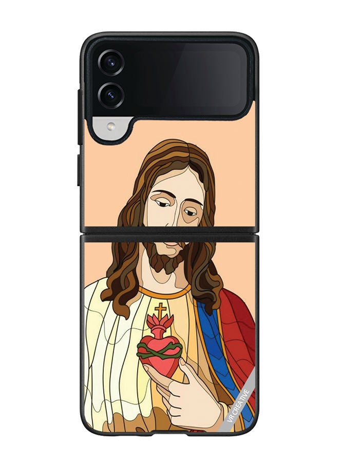 VR CREATIVE Protective Case Cover For Samsung Galaxy Z Flip4 Jesus Design Multicolour - Image 1