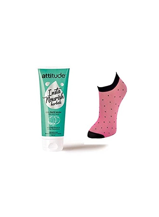 Nutrilite Amway - attitude insta nourish herbals gel face wash for oily skin - 100 ml and women thin socks [free size] [Assorted Colors] - Image 3
