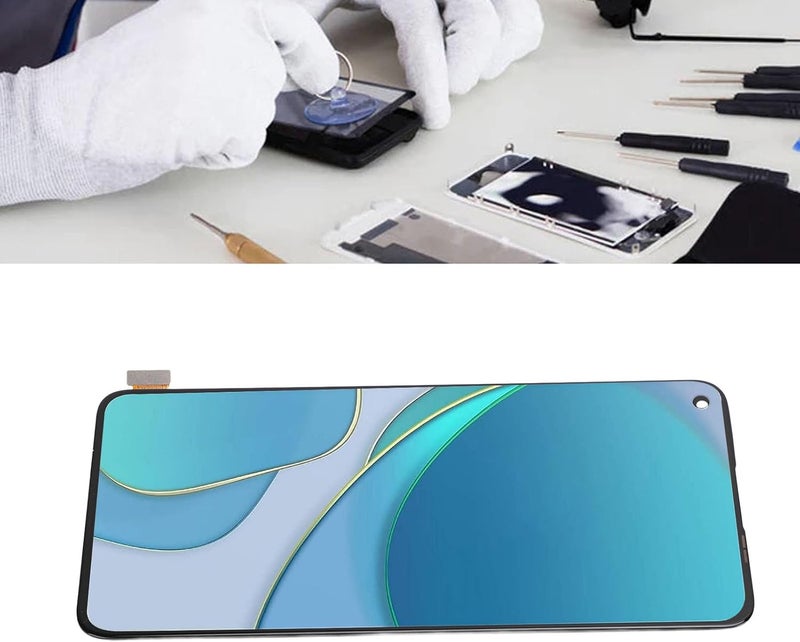 تصميم مدروس متعدد CCYLEZ لتجميع شاشة اللمس الرقمية LCD، مقاس 6.55 بوصة مع مجموعة أدوات الإصلاح، متوافق مع 8T 5G، 8T + KB2001 KB2000 KB2003 KB2005، X7 Pro سهل النقل والتحريك - Image 3