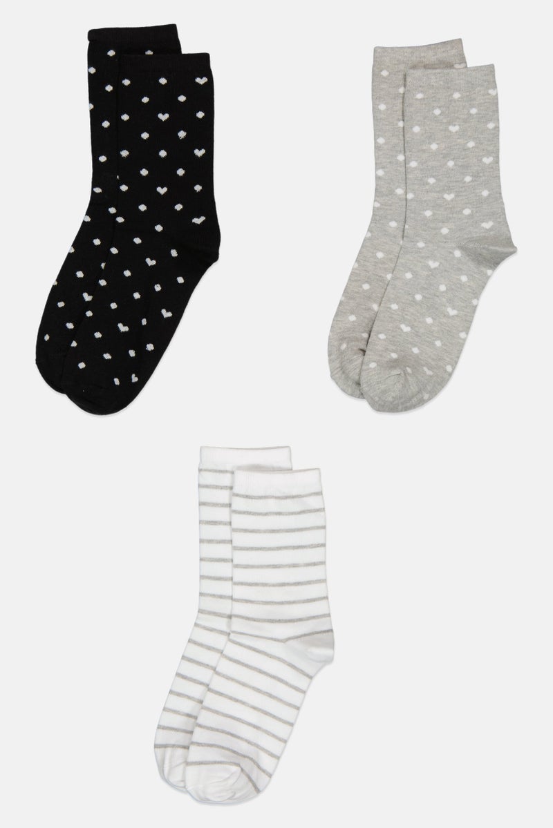 Kathy Ireland Women 3 Pair Textured Long Socks, Multicolor - Image 3
