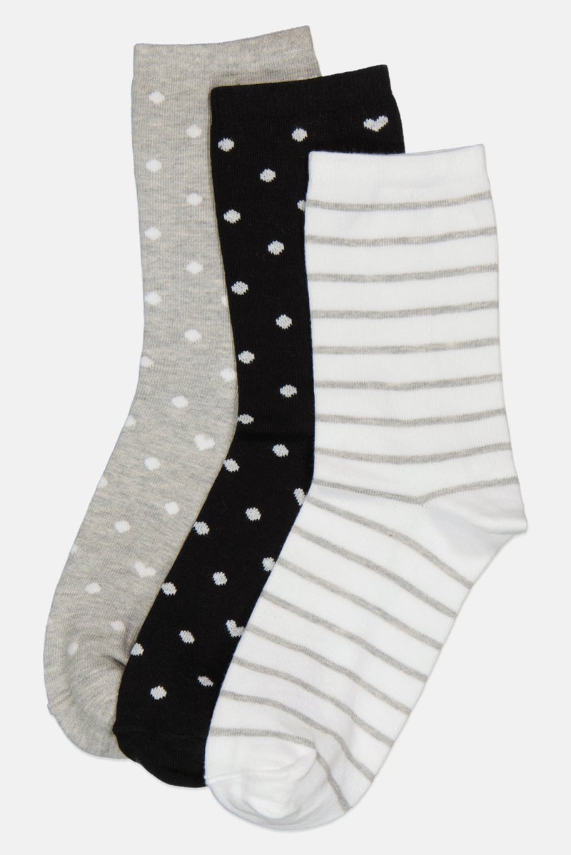 Kathy Ireland Women 3 Pair Textured Long Socks, Multicolor - Image 1