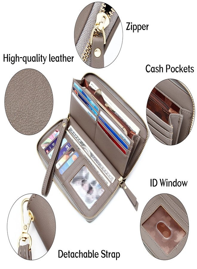 GEEAD Wristlet Wallets for Women PU Leather RFID Blocking Zip Around Long Phone Clutch Wallet - Image 5