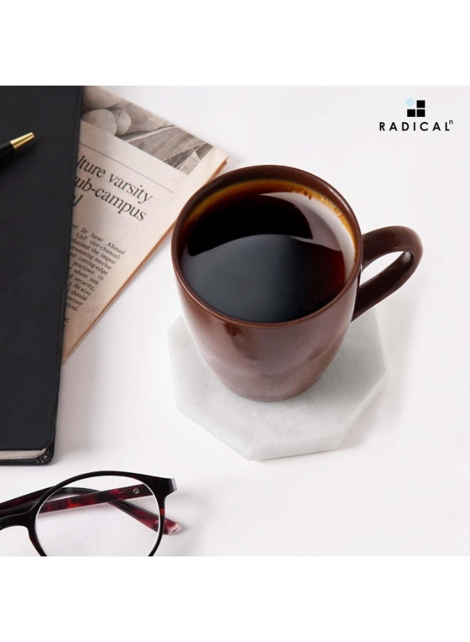 RADICALn Coaster Set of 6 Cup Pad White Handmade Marble Coffee 3.5 Inches Star Coaster Plates - Kitchen Caddy Drinkware, Drinks Absorbent Coaster Sets - Table Décor - Image 3