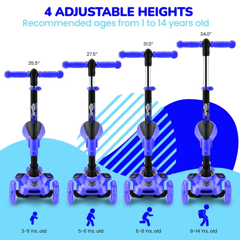 Hurtle 3 Wheeled Scooter for Kids - 2-in-1 Sit/Stand Child Toddlers Toy Kick Scooters w/ Flip-out Seat, Adjustable Height, Wide Deck, Flashing Wheel Lights, Great for Outdoor Fun -(Blue) - Image 5