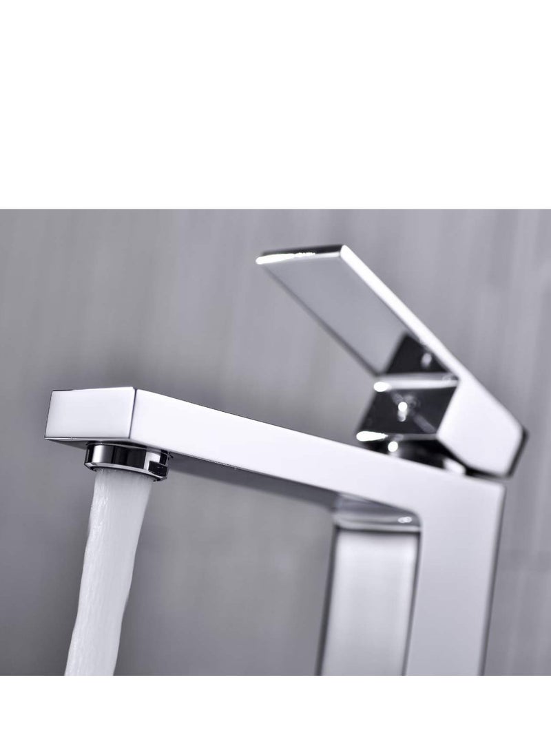 BRIMIX - BRIMIX Single Lever Basin Mixer Wash Basin Faucet Cold & Hot Water Bathroom Faucet Lavatory Vanity Tap Brass (Chrome) - Image 1