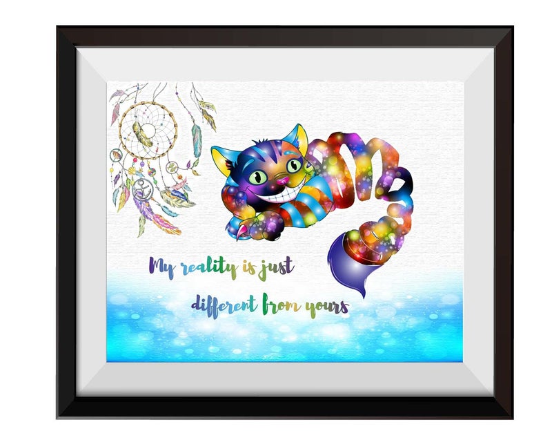 Uhomate Alice in Wonderland Cheshire Cat Alice Wonderland Home Canvas Prints Wall Art Inspirational Quotes Wall Decor Living Room Bedroom Bathroom Artwork C022 8X10