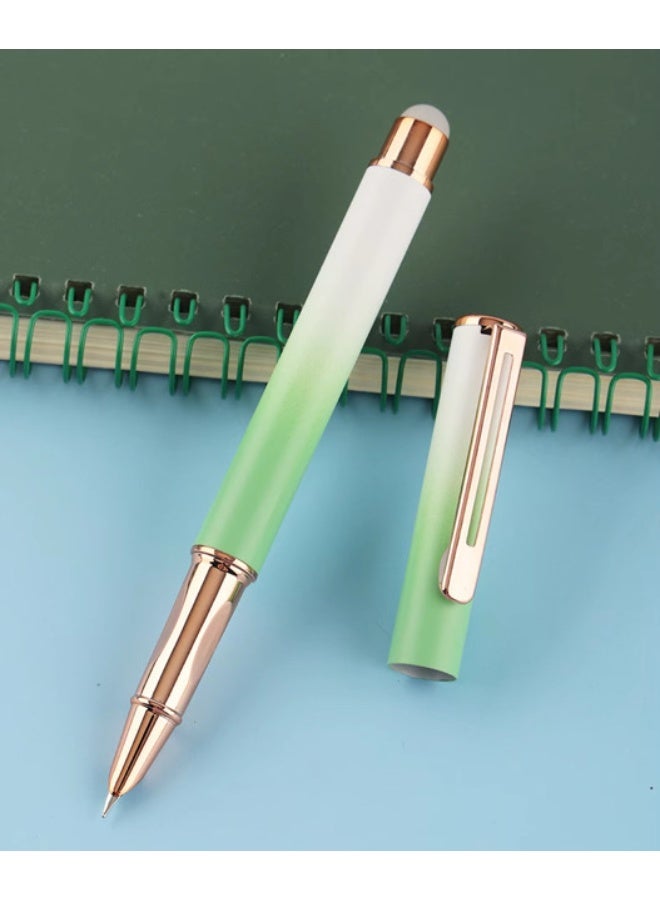 Fountain Pen, Multi-Coloured Calligraphy Pen with Fine Nib and Ink Cartridges for Smooth Writing, | | Professional Executive Pen for Men, Women and Students.(Green Pen, Blue Ink)