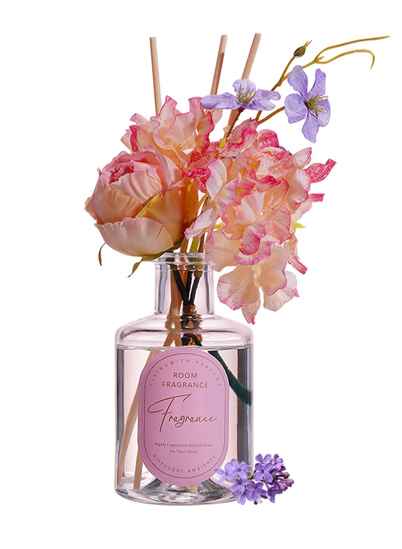 Reed Diffuser, Artificial Flowers Home Perfume with 4 Reed Sticks for Home & Bathroom Décor 200ml (Mint Rose) - Image 1