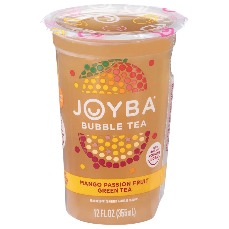 Joyba Mango Passionfruit Flavored Green Bubble Tea, 12 fl oz. Cup