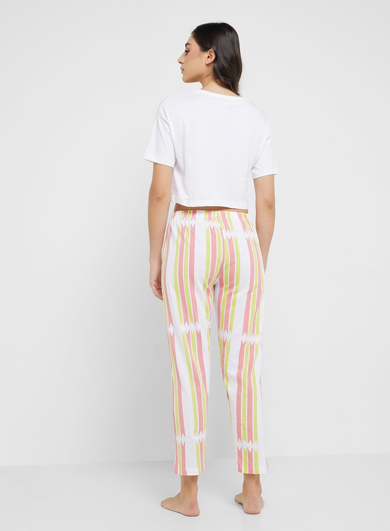 Ginger Cotton Graphic T-Shirt & Stripe Pyjama Set - Image 2