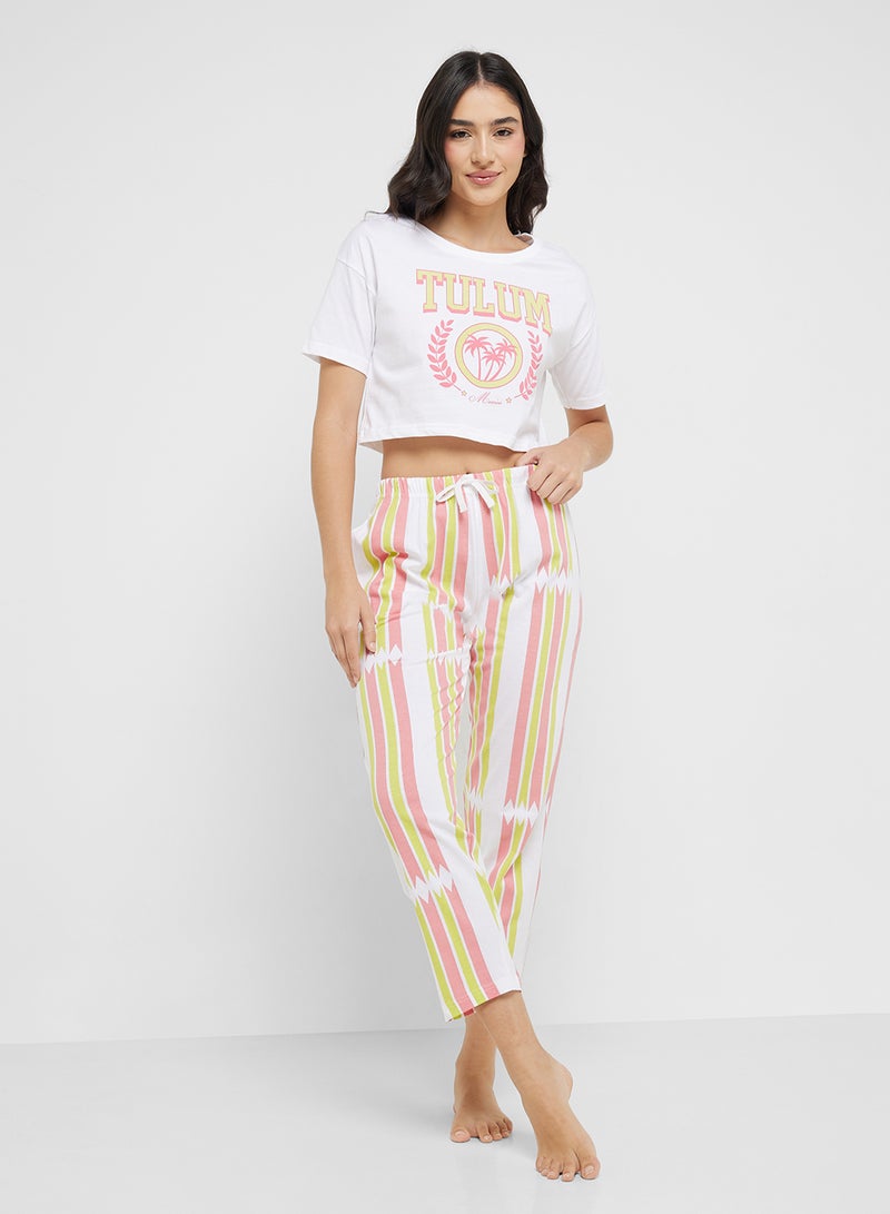 Ginger Cotton Graphic T-Shirt & Stripe Pyjama Set - Image 5