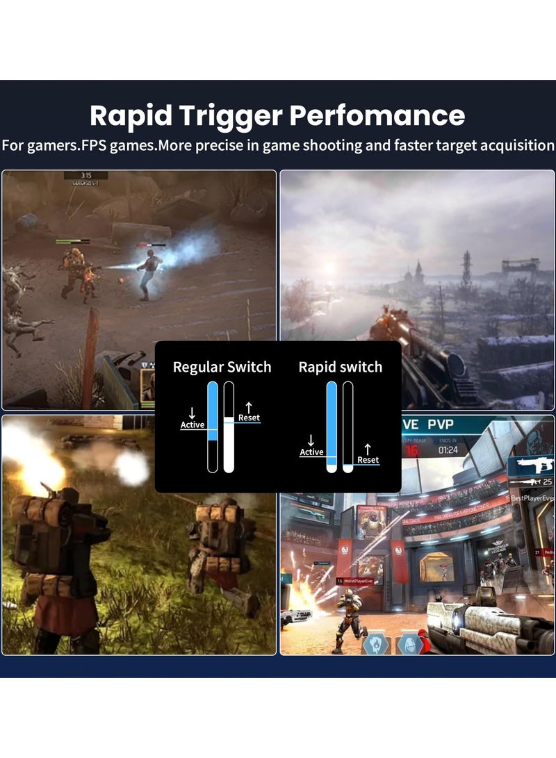 هجوم القرش لوحة مفاتيح الألعاب الميكانيكية X68 HE Rapid Trigger 60% سلكية TKL مع تشغيل قابل للتعديل، مفتاح مغناطيسي بتأثير هول، معدل استطلاع 8 كيلو هرتز، إضاءة خلفية RGB، تثبيت علوي، غطاء مفتاح مطبوع جانبي (ضوء القمر) - Image 5