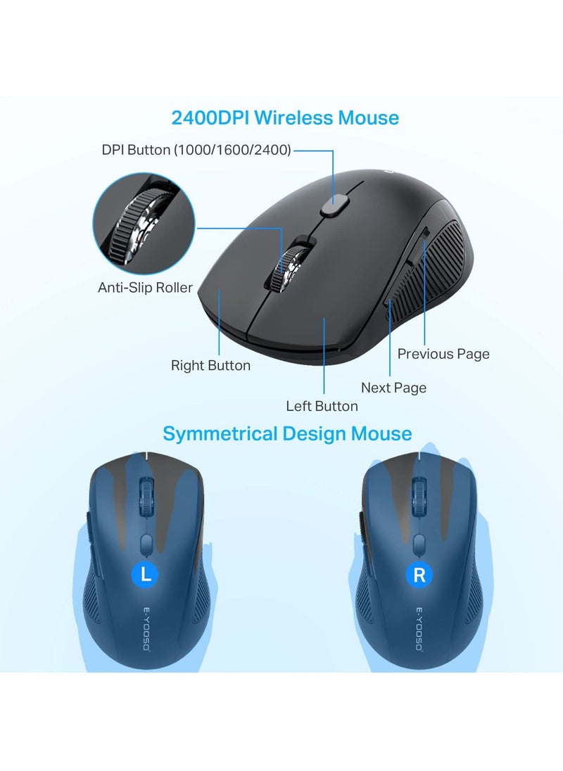 E-YOOSO 2.4G Wireless Keyboard and Mouse Combo,Full-Sized Ergonomic Keyboard with Palm Rest, Large Office Keyboard, 2400 DPI Mouse, Wireless Keyboard for Windows, Mac  - Image 3