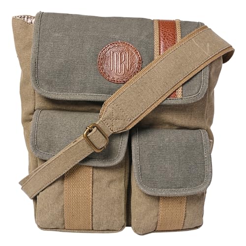 Mona B Canvas Sling Crossbody Bag with Stylish Design for Men and Women - Stone - Image 1