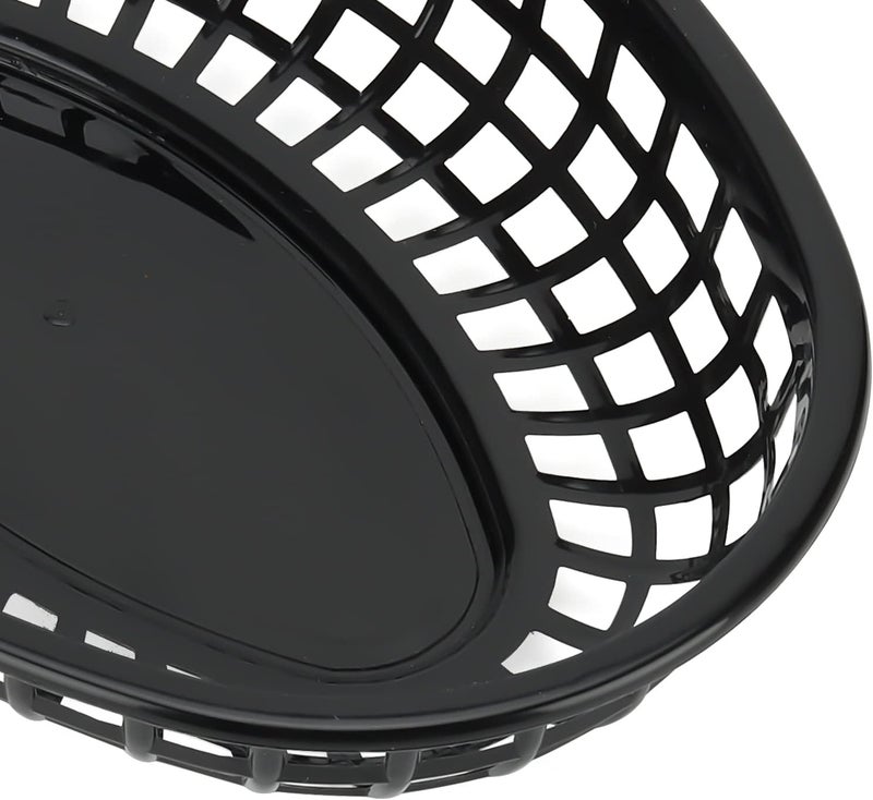 MANCHAP 50 Pack 88 x 55 Inch Plastic Fast Food Serving Baskets Black with 100 Checkered Deli Liners Oval Food Baskets for Deli Hot Dogs Burgers - Image 3