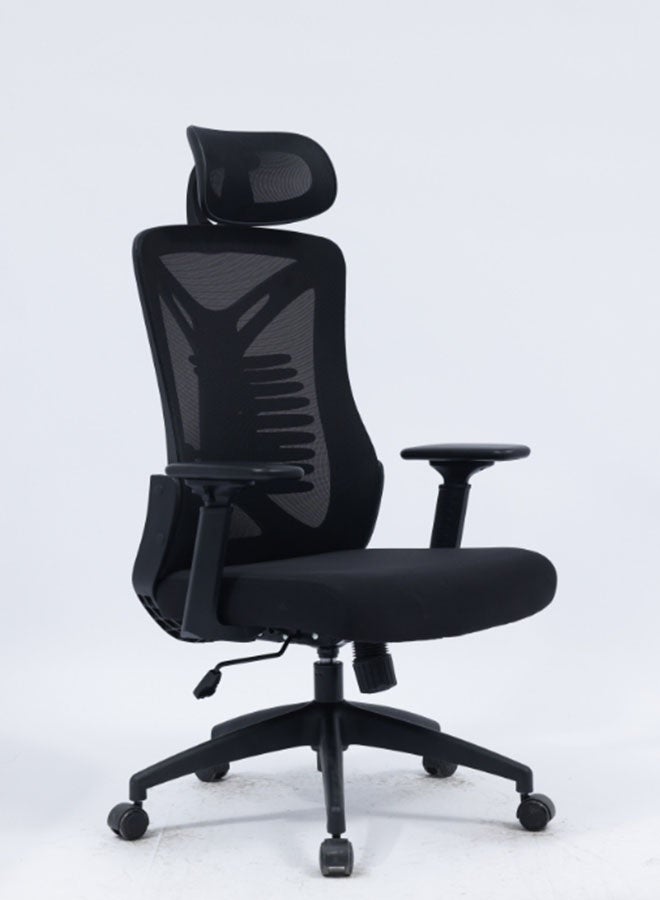Ergonomic Home Office Chair, High Back Mesh Desk Chair with Adjustable Lumbar Support, Flip-up Armrest, Removable Headrest, Swivel Computer Gaming Chair, Space Saving