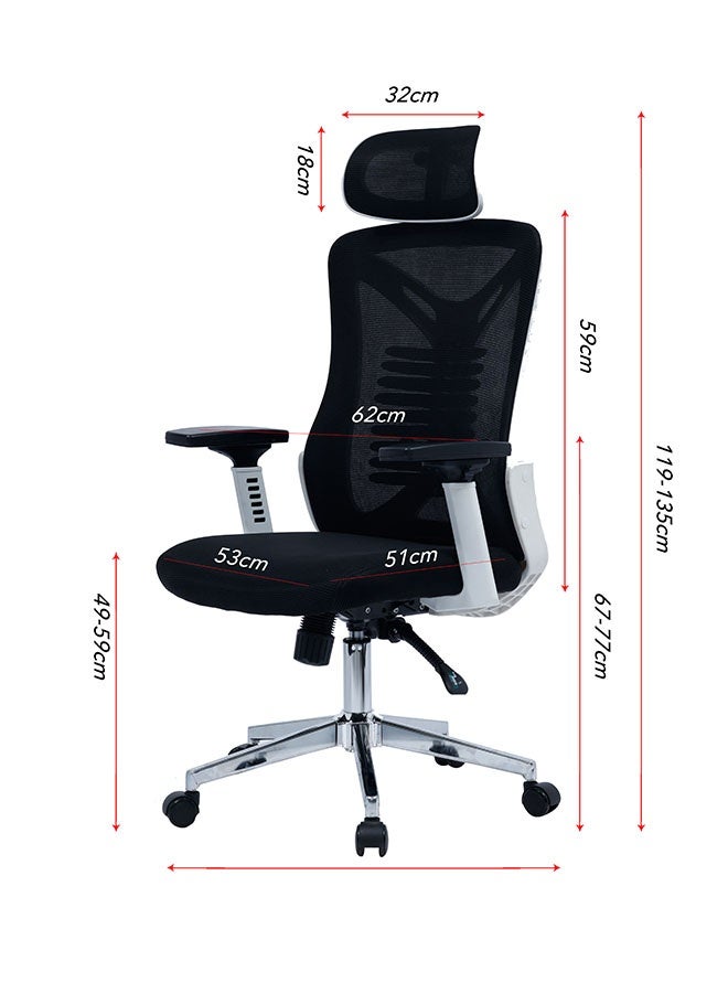 JCB CHIC Ergonomic Home Office Chair, High Back Mesh Desk Chair with Adjustable Lumbar Support, Flip-up Armrest, Removable Headrest, Swivel Computer Gaming Chair, Space Saving - Image 2
