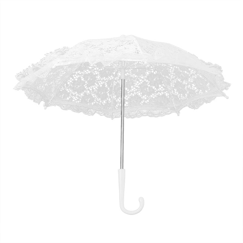 Keenso Embroidery Lace Mini Decorative Umbrella for Children's Stage Performance White 16.5x19.3in:, Photo Props, Masquerades - Image 3