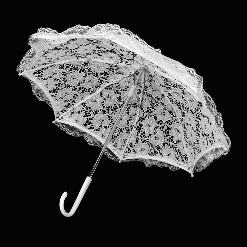 Keenso Embroidery Lace Mini Decorative Umbrella for Children's Stage Performance White 16.5x19.3in:, Photo Props, Masquerades - Image 2