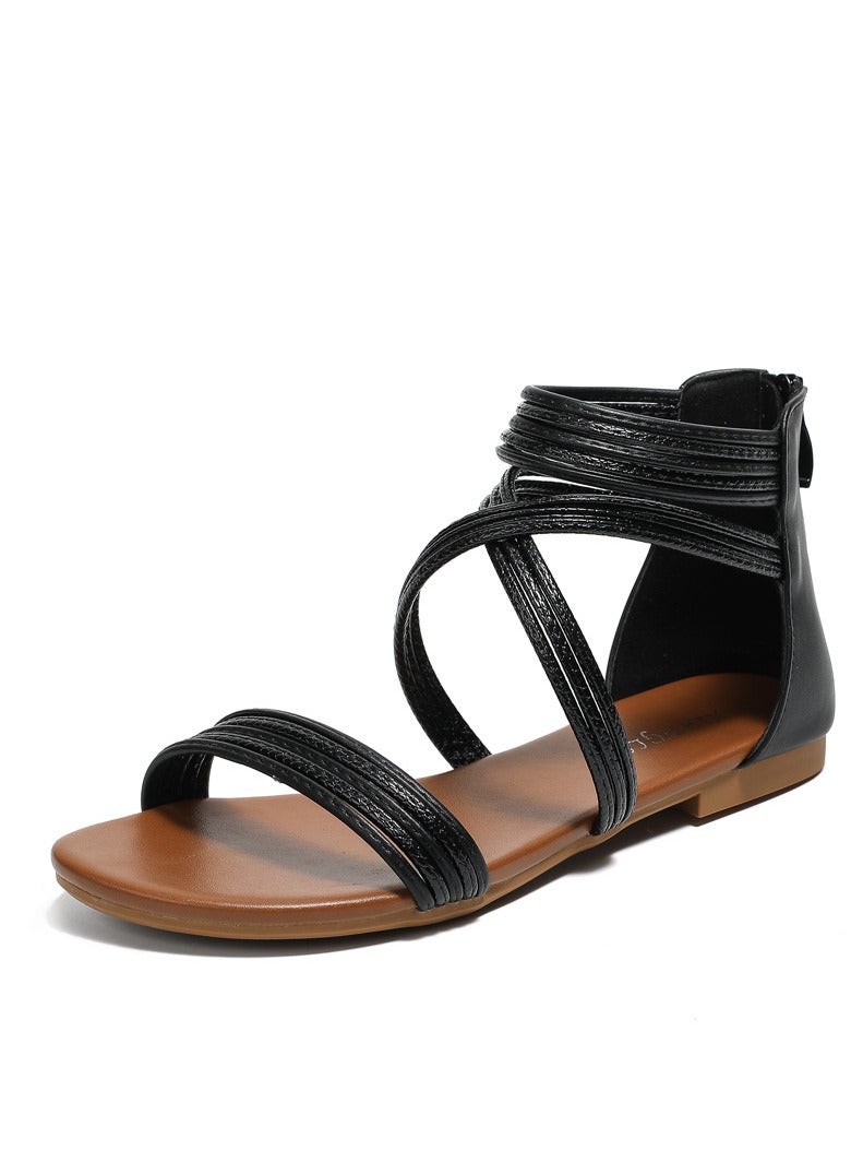 SIKETU Women's Summer New Soft Soled Flat Bottomed Beach Shoes Roman Sandals - Image 1