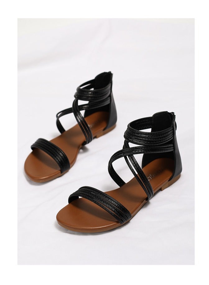 SIKETU Women's Summer New Soft Soled Flat Bottomed Beach Shoes Roman Sandals - Image 2