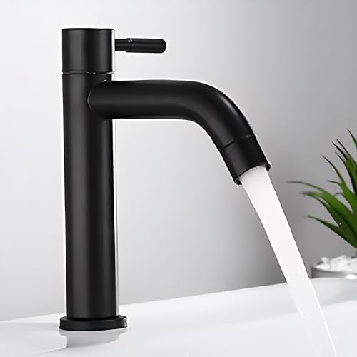 Carnival SS-304 Basin Pillar Cock Tap Faucet for Wash Basin | 8" inch Cold Water Wash Basin Pillar Tap with Black Matte Finish for Bathroom,Washbasin | Table Mount/Deck Mount Installation Type - Image 1