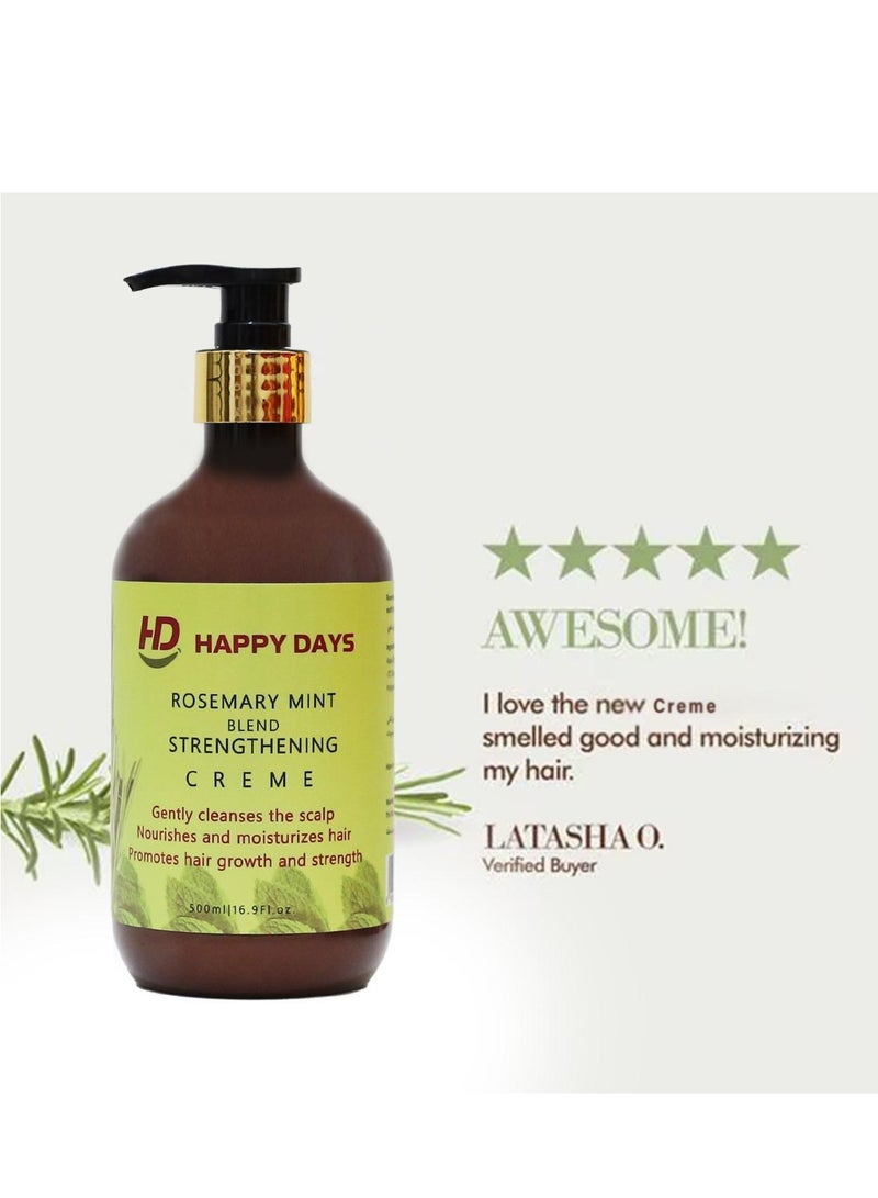 HAPPY DAYS Rosemary Mint Blend Strengthening Cream and Shampoo Gently Cleanses the Scalp, Nourishes and Moisturizes Hair, Promotes Hair Growth and Strength  (2PCS) - Image 2