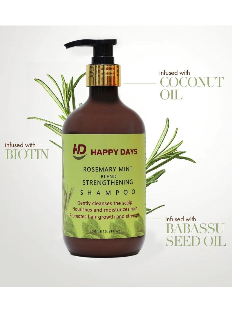 HAPPY DAYS Rosemary Mint Blend Strengthening Cream and Shampoo Gently Cleanses the Scalp, Nourishes and Moisturizes Hair, Promotes Hair Growth and Strength  (2PCS) - Image 3