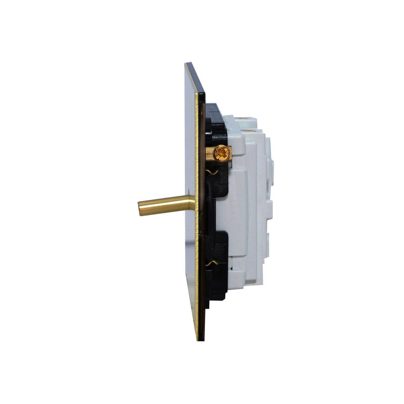 Donmarco 1 Gang Intermediate Switch – Plain Toggle – Stainless Steel Panel, Modern & Durable, Fire-Resistant Electric Switch, 15-Year Warranty, Wall Switch for Home and Office (Brushed Natural Brass) - Image 3